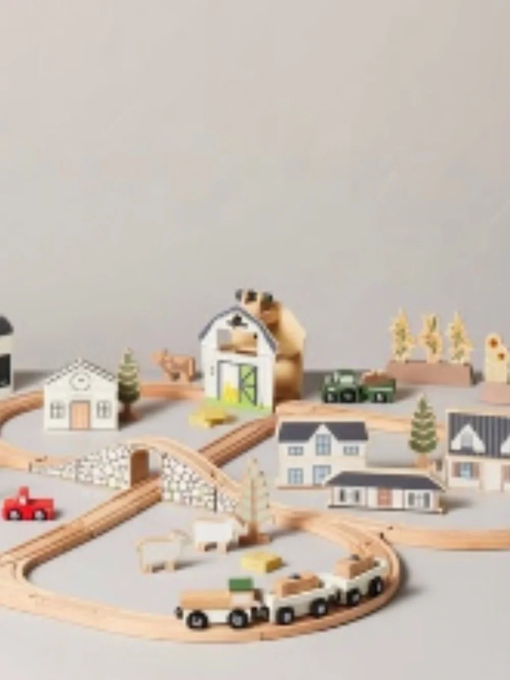 NWT Hearth & Hand 84 Piece Wooden Train Set Town Playset - Picture 3 of 7